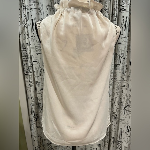 Ann Taylor Adjustable Tie Neck Flowy Ivory Sleeveless Oversized Top Size XS-Med - Picture 13 of 14